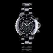 Chanel J12 Black Ladies Diamond Dial Chronograph