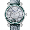 Chopard Happy Diamonds - Happy Sport Medium Automatic 18-Carat White Gold, Emeralds & Diamonds