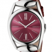 Gucci Horsebit Dark Red Leather Watch