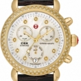 Michele CSX-36 Diamond Gold Diamond Dial Espresso Alligator Leather
