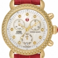 Michele CSX-36 Diamond Gold Diamond Dial Garnet Alligator Leather
