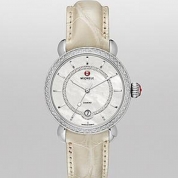 Michele CSX Elegance Diamond Dial Bone Alligator Leather