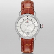 Michele CSX Elegance Diamond Dial Coffee Alligator Leather