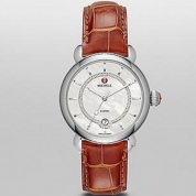 Michele CSX Elegance Diamond Dial Coffee Alligator Leather