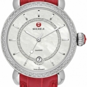 Michele CSX Elegance Diamond Dial Garnet Alligator Leather