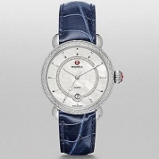 Michele CSX Elegance Diamond Dial Navy Blue Alligator Leather