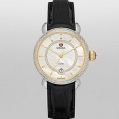 Michele CSX Elegance Two-Tone Gold Diamond Dial Black Alligator Leather