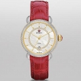 Michele CSX Elegance Two-Tone Gold Diamond Dial Garnet Alligator Leather