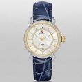 Michele CSX Elegance Two-Tone Gold Diamond Dial Navy Blue Alligator Leather