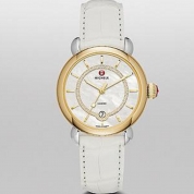 Michele CSX Elegance Two-Tone Gold Diamond Dial White Alligator Leather
