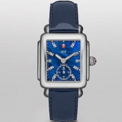 Michele Deco 16 Blue Diamond Dial Navy Blue Patent