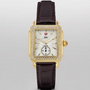 Michele Deco 16 Diamond Gold Espresso Alligator