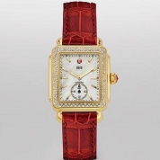 Michele Deco 16 Diamond Gold Garnet Alligator