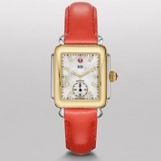 Michele Deco 16 Two-Tone Diamond Dial on Bright Orange Patent