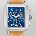 Michele Deco Blue Diamond Tan Leather