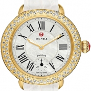 Michele Serein 12 Diamond Gold White Alligator Leather