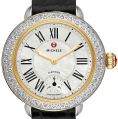 Michele Serein 12 Diamond Two Tone Black Alligator Leather