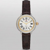 Michele Serein 12 Diamond Two Tone Espresso Alligator Leather