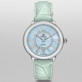 Michele Serein 16 Blue Diamond Dial Pastel Green Alligator Leather