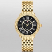 Michele Serein 16 Diamond Gold Black Diamond Dial