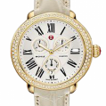 Michele Serein Diamond Gold Bone Alligator Leather