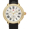 Michele Serein Diamond Gold Espresso Alligator Leather