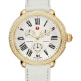 Michele Serein Diamond Gold White Alligator Leather