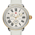 Michele Serein Diamond Two Tone White Alligator Leather Strap