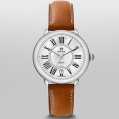 Michele Serein16 Diamond Dial Saddle Calfskin Leather