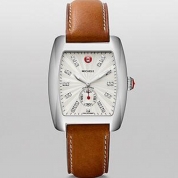 Michele Urban Diamond Dial Saddle Calfskin Leather