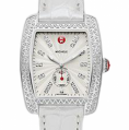 Michele Urban Diamond Dial Silver Alligator Leather