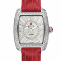Michele Urban Mini Diamond Dial Garnet Alligator Leather
