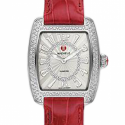 Michele Urban Mini Diamond Dial Garnet Alligator Leather