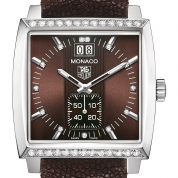 TAG Heuer Monaco Grand date diamond bezel and diamond dial