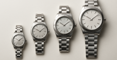 Six unbranded luxury watches arranged from compact to large case sizes