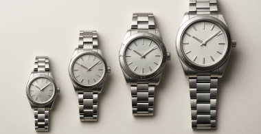 Six unbranded luxury watches arranged from compact to large case sizes