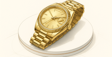Rolex Day-Date watches arranged by size, generation and precious-metal tone