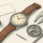 Vintage Watches: How to Choose a Model and Read Dealer Listings Vintage wristwatch, loupe, reference card and dealer listings on a laptop