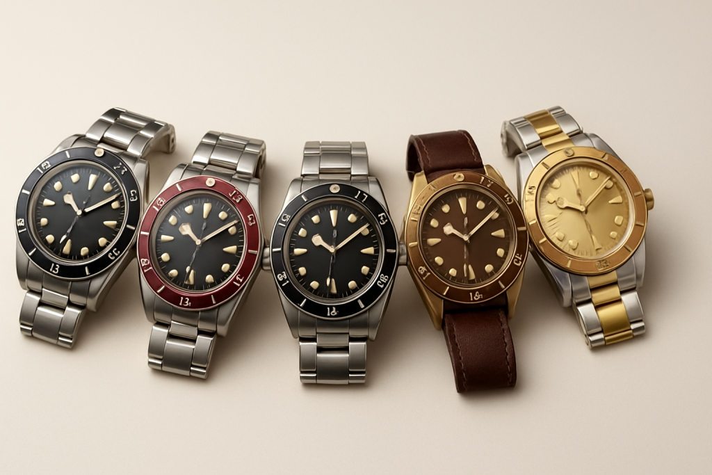 Black Bay 58 watches in black, burgundy, GMT, bronze, silver and gold configurations