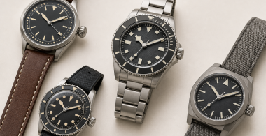 Four Oris-inspired mechanical watch styles representing diving, pointer-date, vintage, and aviation collections.
