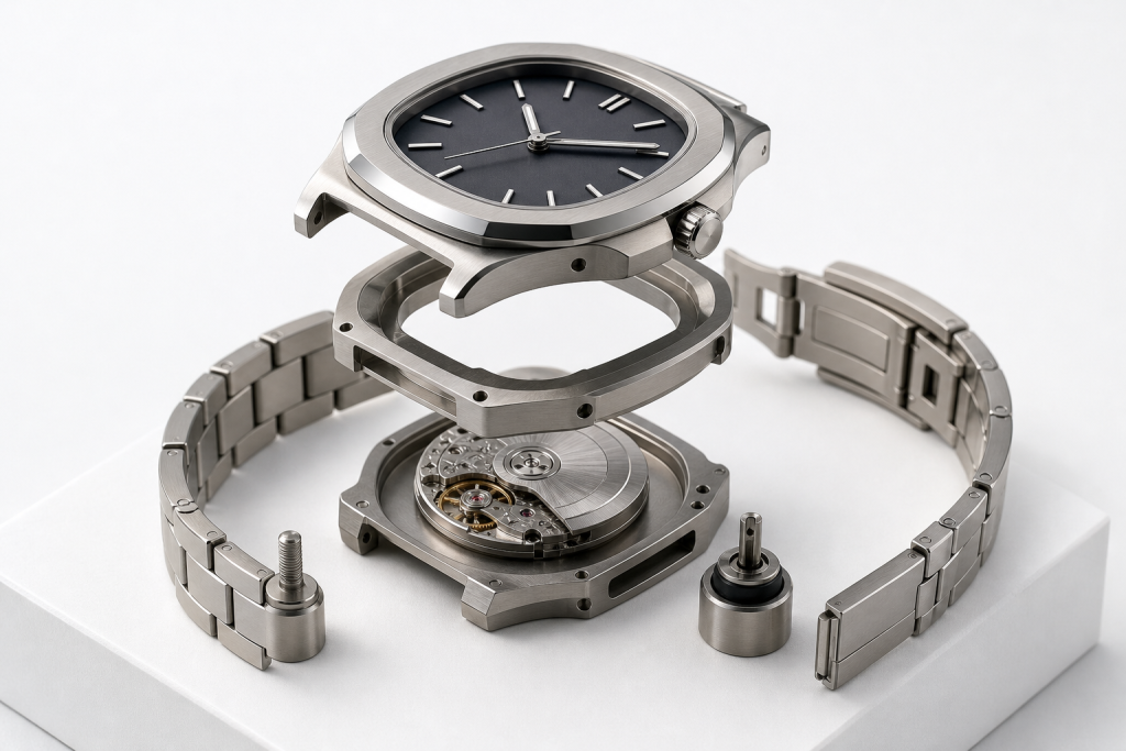 A selection of modern Swiss sports watches showing steel, titanium, ceramic, and carbon-fiber cases